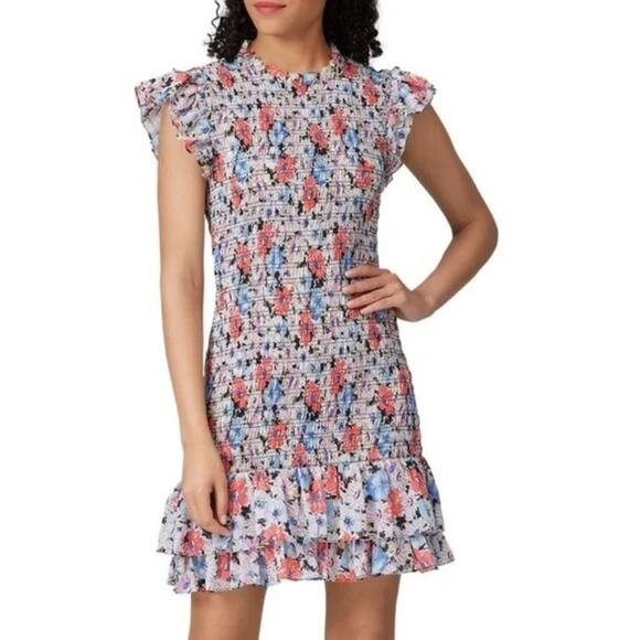 Veronica Beard Cici Floral Smocked Fit-And-Flare Mini Dress Size 2 EUC - Picture 1 of 8